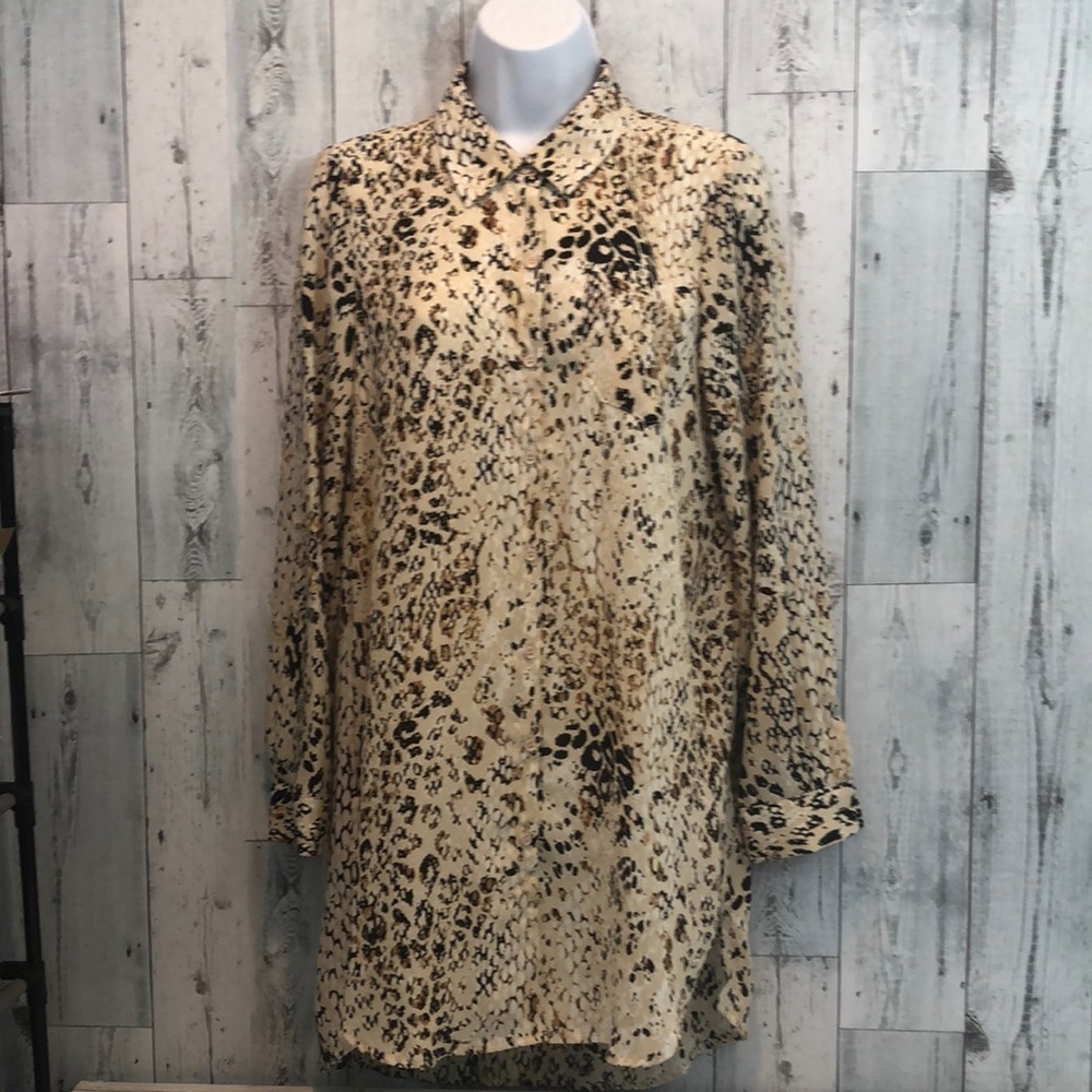 NWT Spense Animal Print Roll Tab Sleeves Tunic M